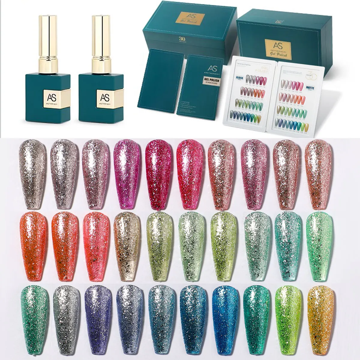 AS Nail Art Product Colors Platinum Gel Kit Diamond Super Glitter Starry Gel Nail Designs Platinum Nail Polish Set