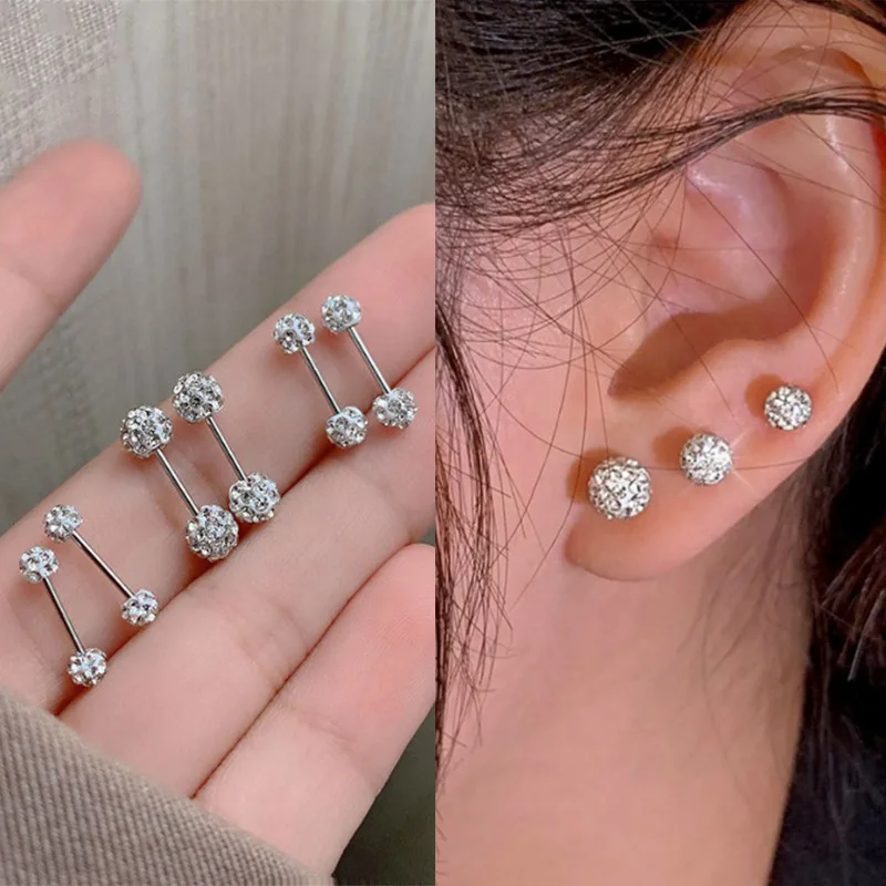 Manufacturers wholesale zircon laser ball ear piercing ear bone nails fashion simple all matching custom earrings
