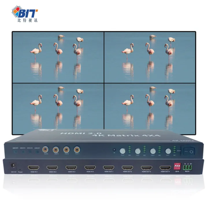 Latest Rs232 Pdif 4X4 Hdmi Matrix Switch 4 Input 2 Output Video Wall Controller