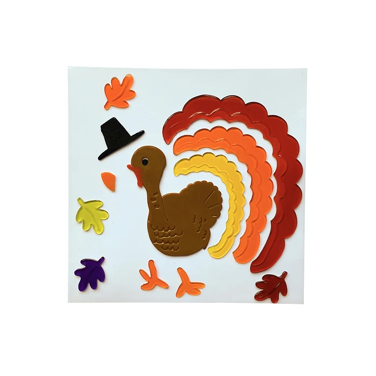 2022 DIY Cartoon TPR Washable No Glue autumn leaves  Window Decal Jelly Sticker