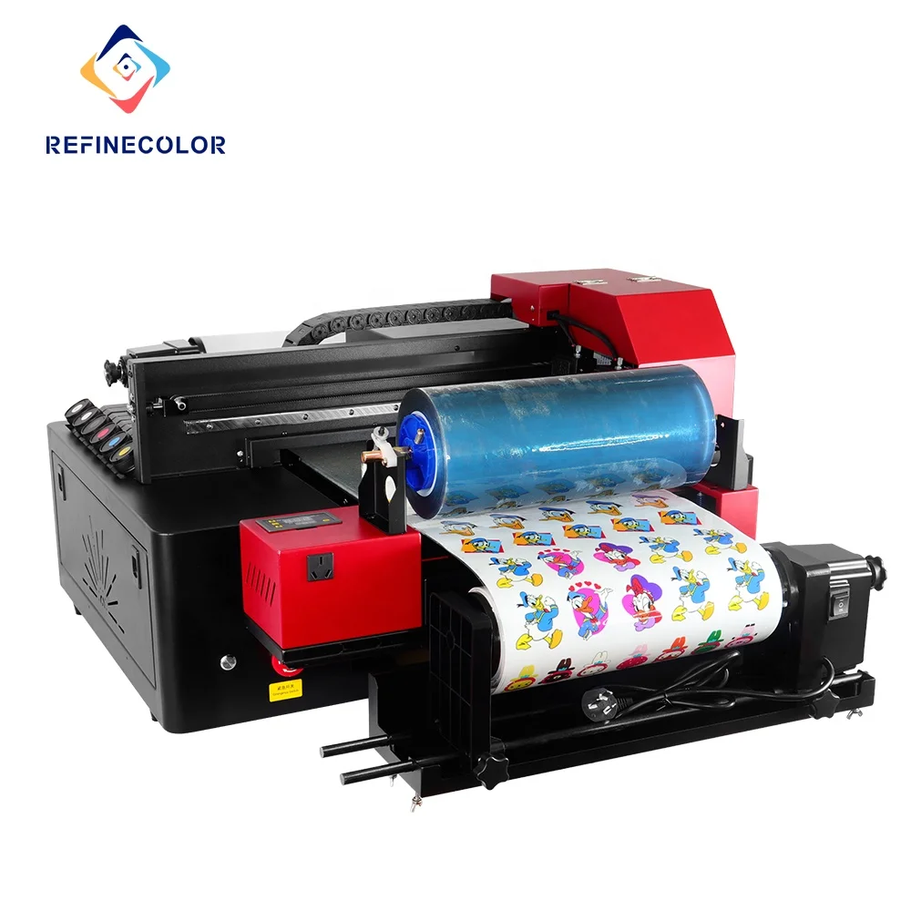 Refinecolor Roll To Roll UV DTF Printer 30cm A/B Film Adhesive 2 in 1 Double Eps XP600 Impresora Roll A1 6090 UV Printer Machine