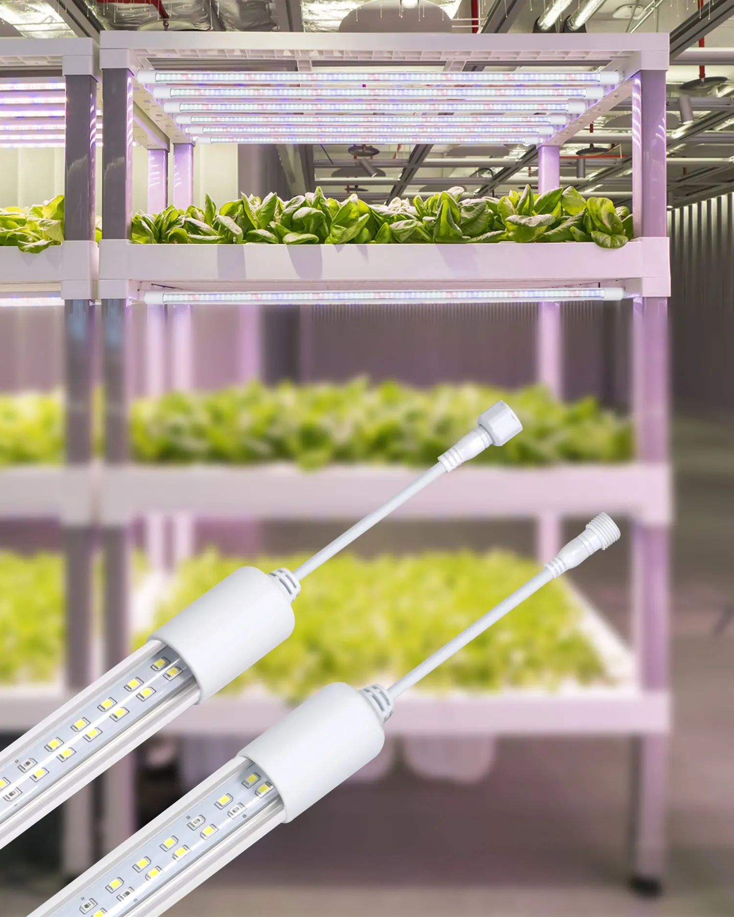 Microgreen vertical farming waterproof 24w red blue white spectrum 9000k t8 plant growth light for indoor plants