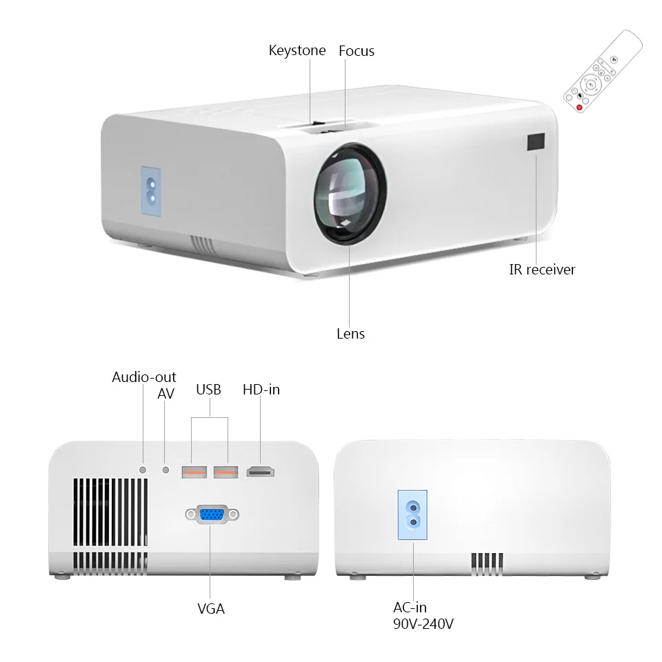 Full HD Projector 1080P Proyector 150 inch Screen 3D Video Wireless WiFi Airplay Beamer Home Theater Projector