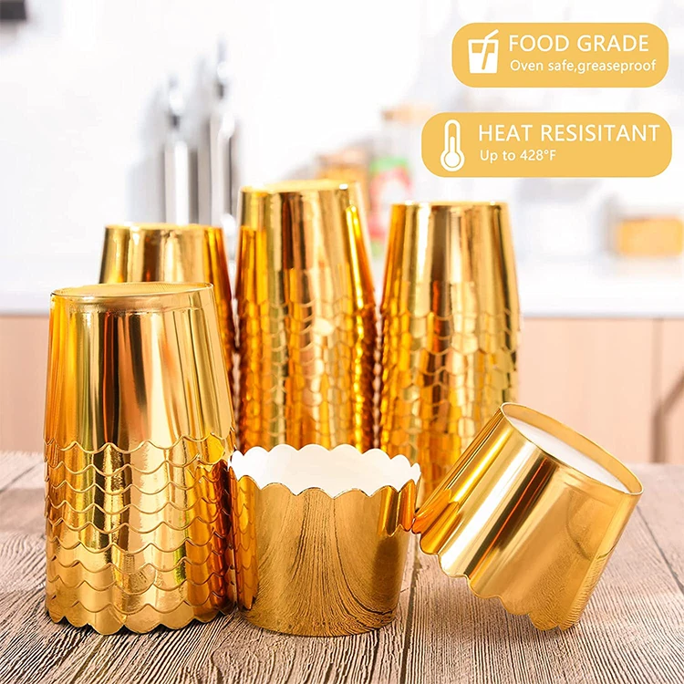 Customized Size Bakery Tools Baking Pan Foil Cake Cup Muffins Disposable Round Muffin Cup Baking Cake Mould