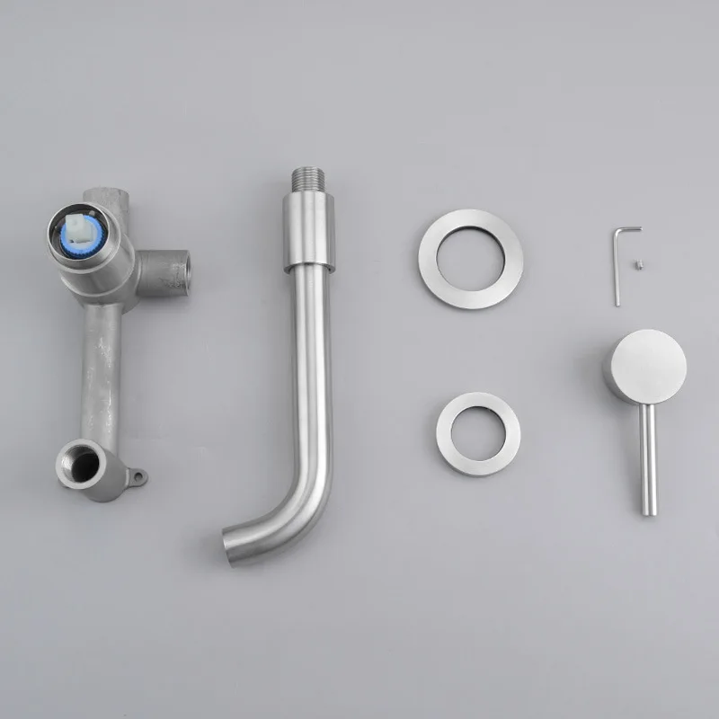 Nickel brushed In wall mounted stainless steel sink  hot cold basin faucet taps