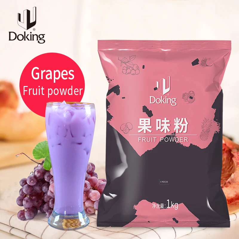 Doking Hot Selling Milk Tea Raw Materials 1kg Fresh Fruity Taste Instant  Grape Fruit Flavor Powder(Flavored Solid Drink)