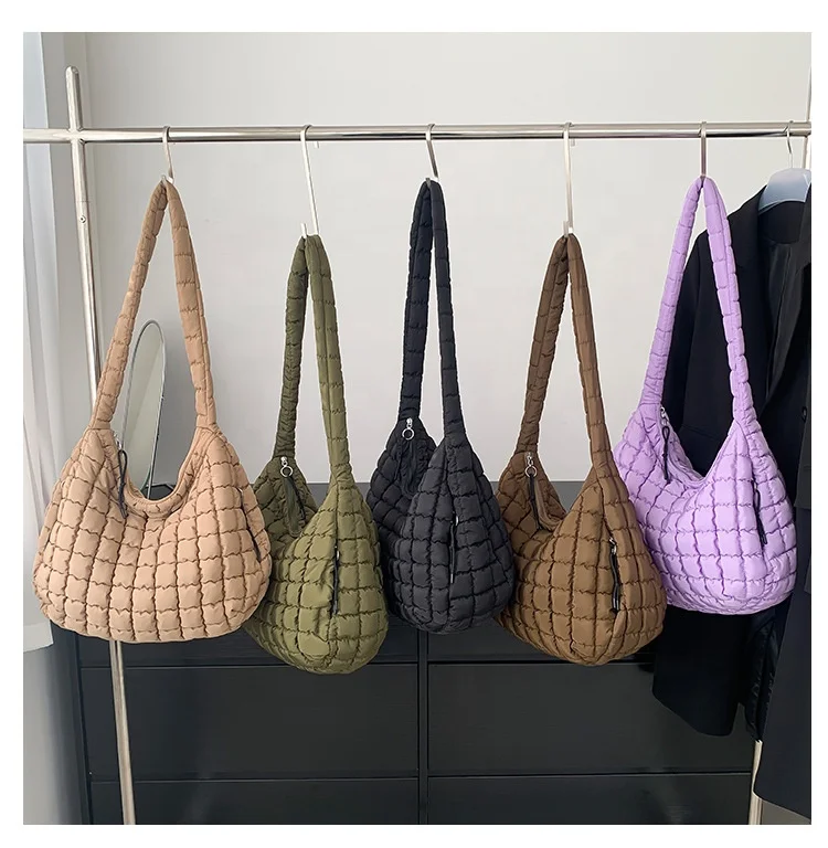 WB23 2024 Custom Lightweight Portable Shoulder Bags Nylon Padded Woven  Crossbody Women Down Purse Hobo Handbag Tote Bag