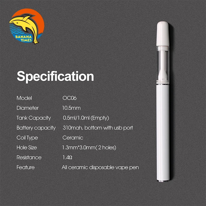 Nebraska 0.5ml 1ml oil vape packaging case OC06 310mah rechargeable vape oil private label vaporizer pens