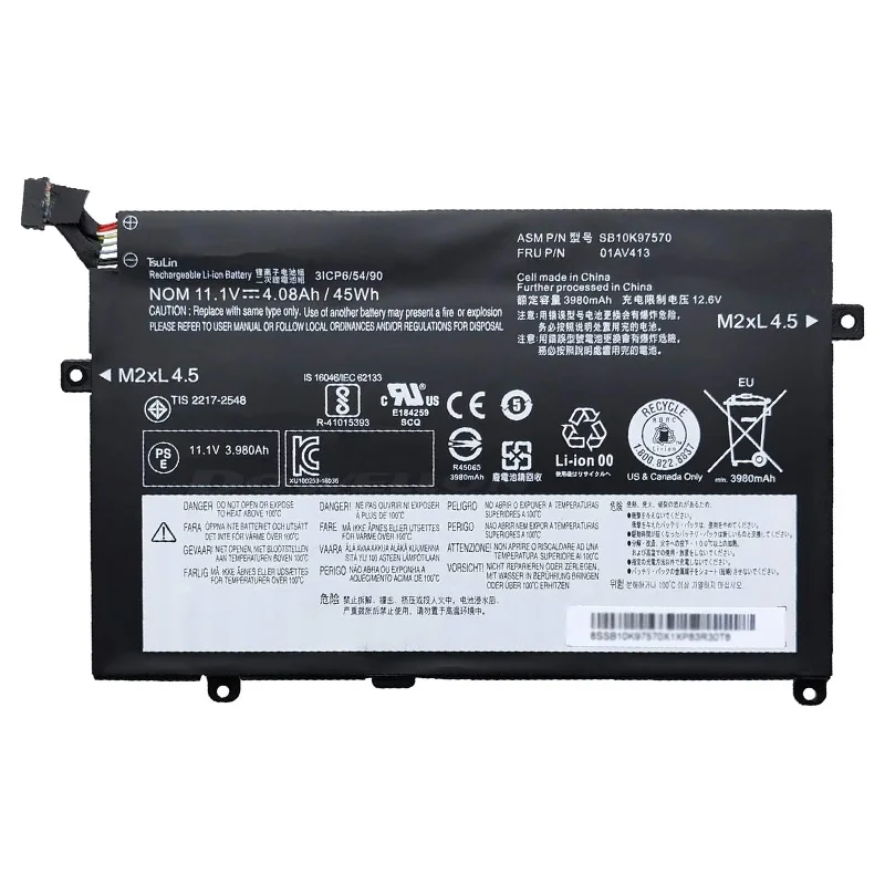 laptop battery 01AV413 for Lenovo ThinkPad E470 E470C E475 series PC part no. SB10K97570 SB10K97569 01AV412 01AV411 SB10K97568