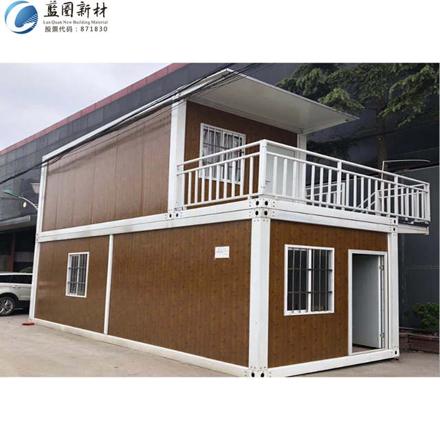 Low cost container house with two bedroom prefab house container wood houses office building independent villa