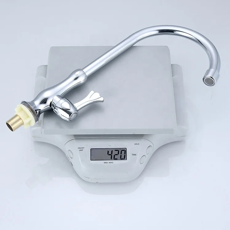 Jooka New Design Zinc Chrome Long Goose Neck Flexible Single Cold Faucet Sink Kitchen Tap