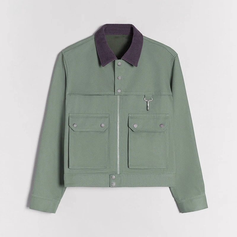 custom men tactical work patchwork workwear corduroy worker man twill embroidered jean  duck canvas jacket with patch