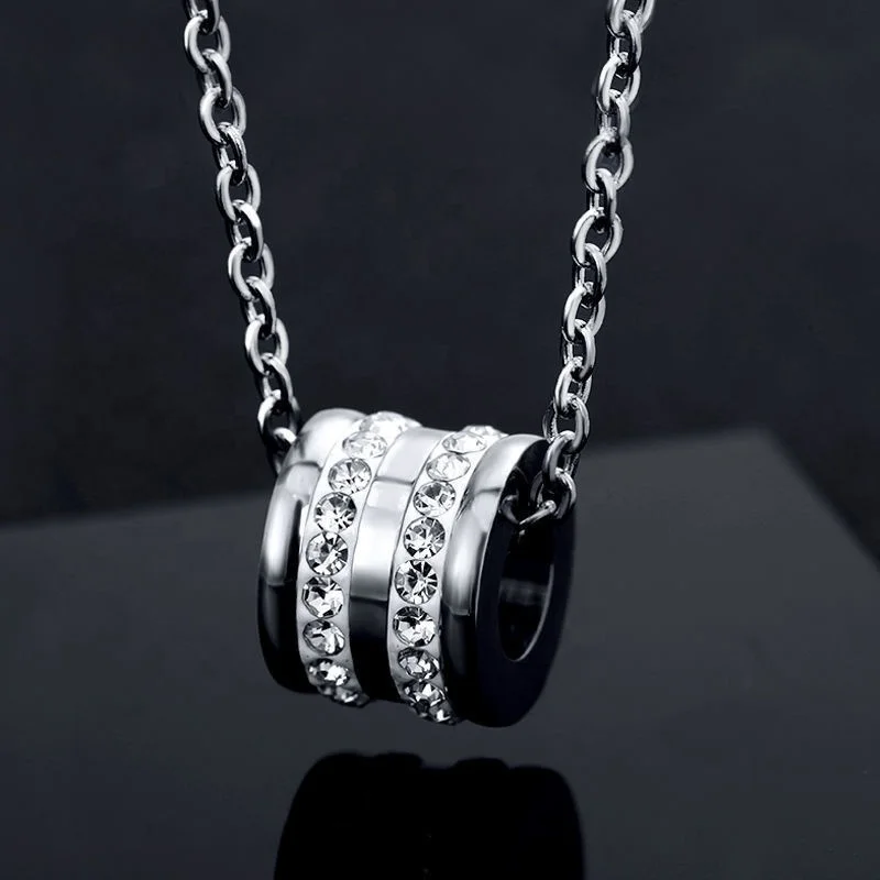 Fashion Jewelry Accessories Titanium Steel Hip Hop Style Cuban Zircon Necklace Pendant Necklace