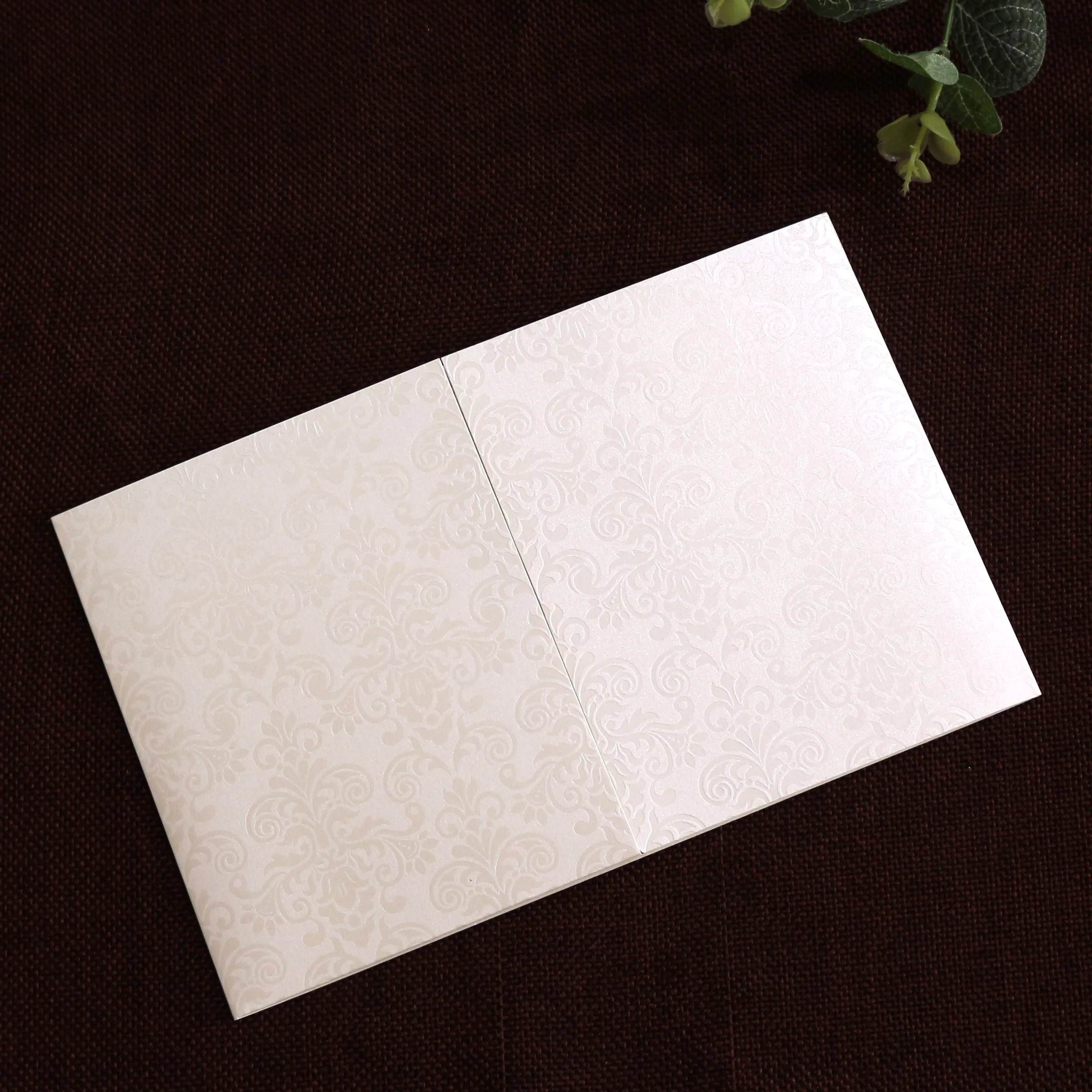 Pocket Shape Powder Decorated Luxurious  Wedding Invitation Cards
