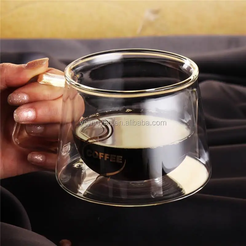 Double Wall Insulated Glasses Cup Espresso Coffee Cups with Handle Heat Resistant Mug Glassware for Coffee Tea Milk