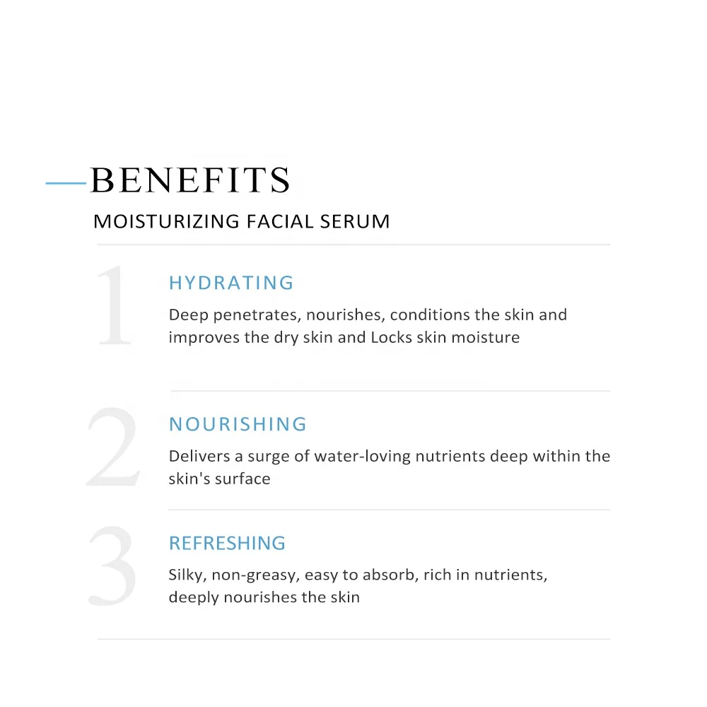 Private Label 30ml Deep Moisturizing Hydrating Hyaluronic Acid Chlorella Vulgaris Face Serum