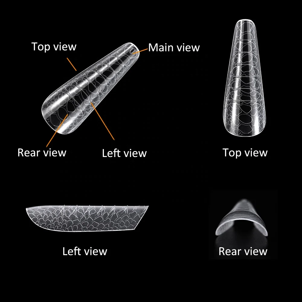 Gelsky 120 Pcs Coffin Dual Form Nail Extension Reusable Manicure Tools Nail Tips 3D Snake Effect Dual Form