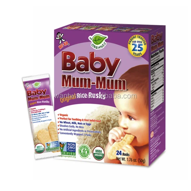 
OEM Baby Food Baby Organic Rice Cracker Teething Biscuit Original Flavor 
