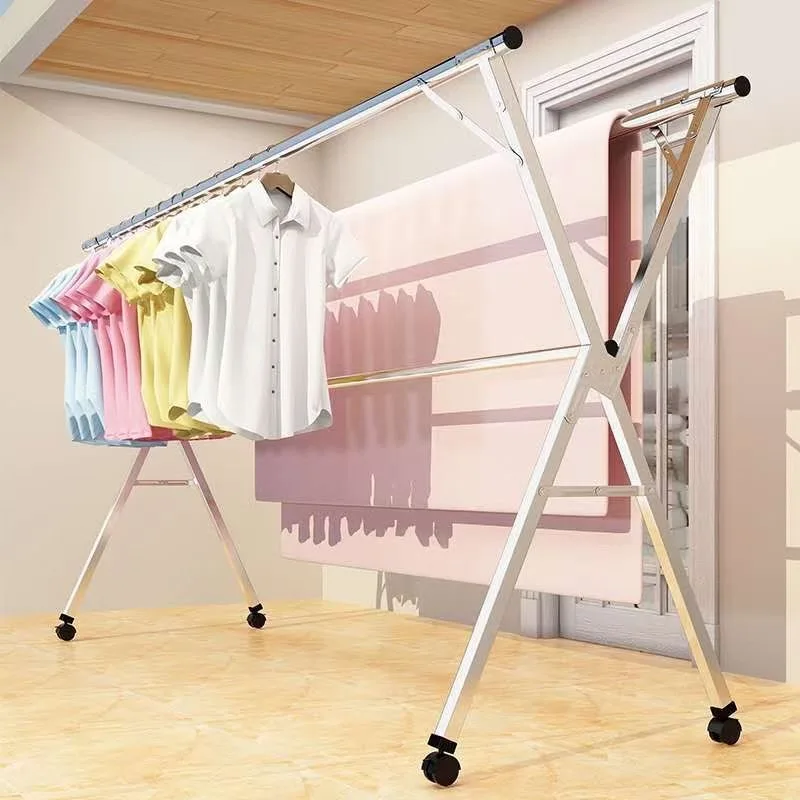 2024 New Hot Sale Folding And Expandable Metal X Type Hanging Cloth Racks Clothes Drying Rack Stand