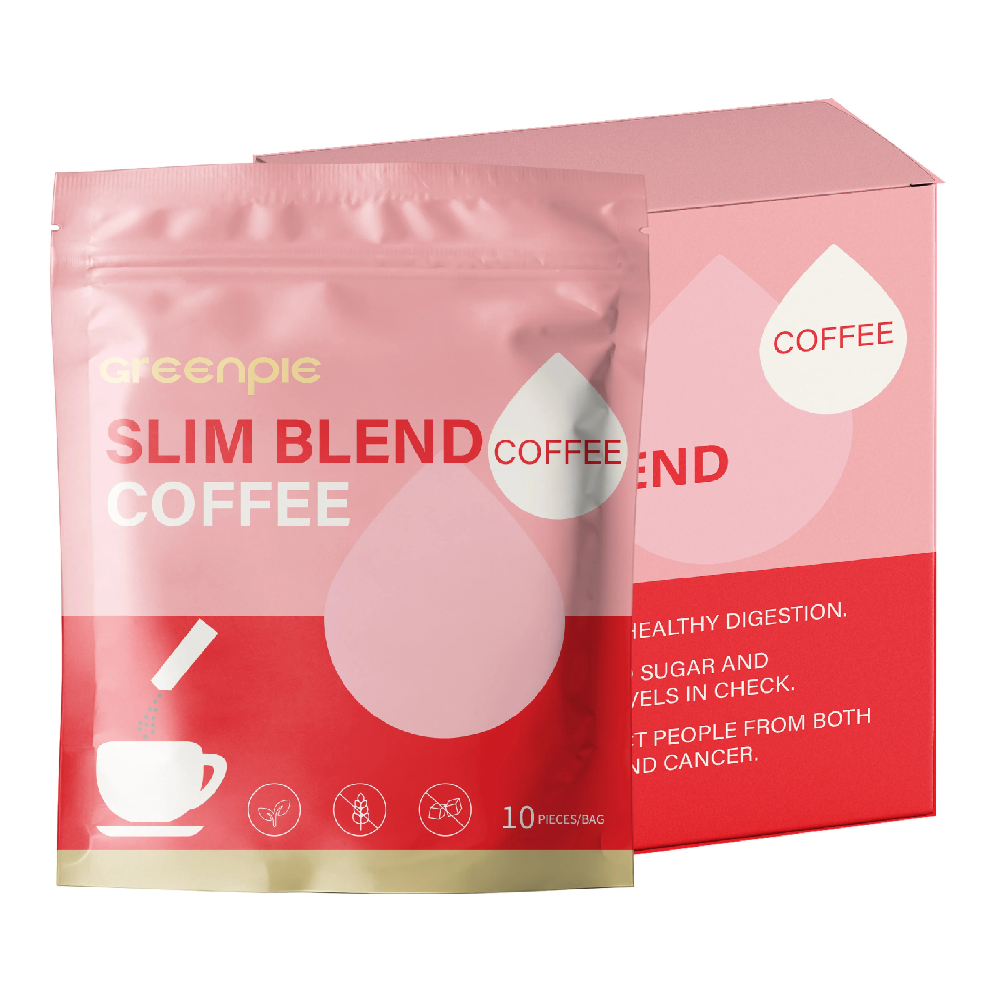 Greenpie OEM Dietary Fiber L-carnitine Diet Coffee Skinny and Burning Fat Instant Coffee Powder