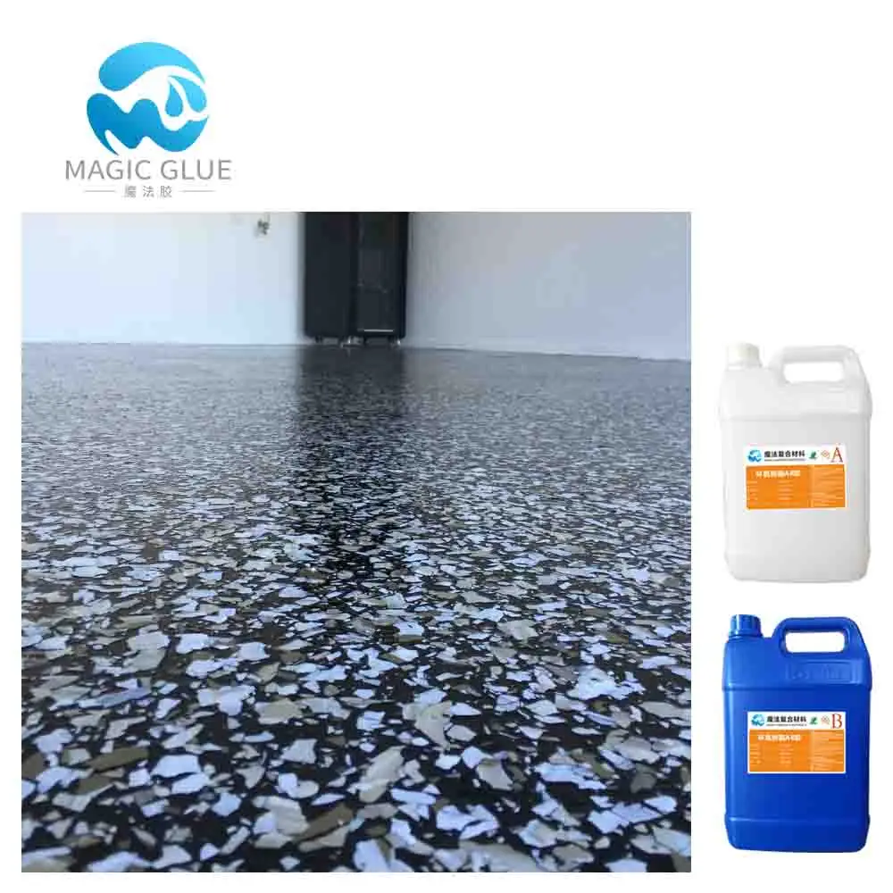 Transparent Epoxy  Resin Coating Garage Floor with Acrylic Flake