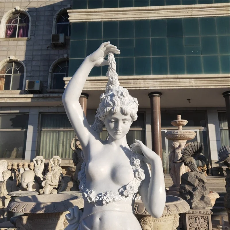 Белая мраморная сексуальная обнаженная женская декоративная статуя от