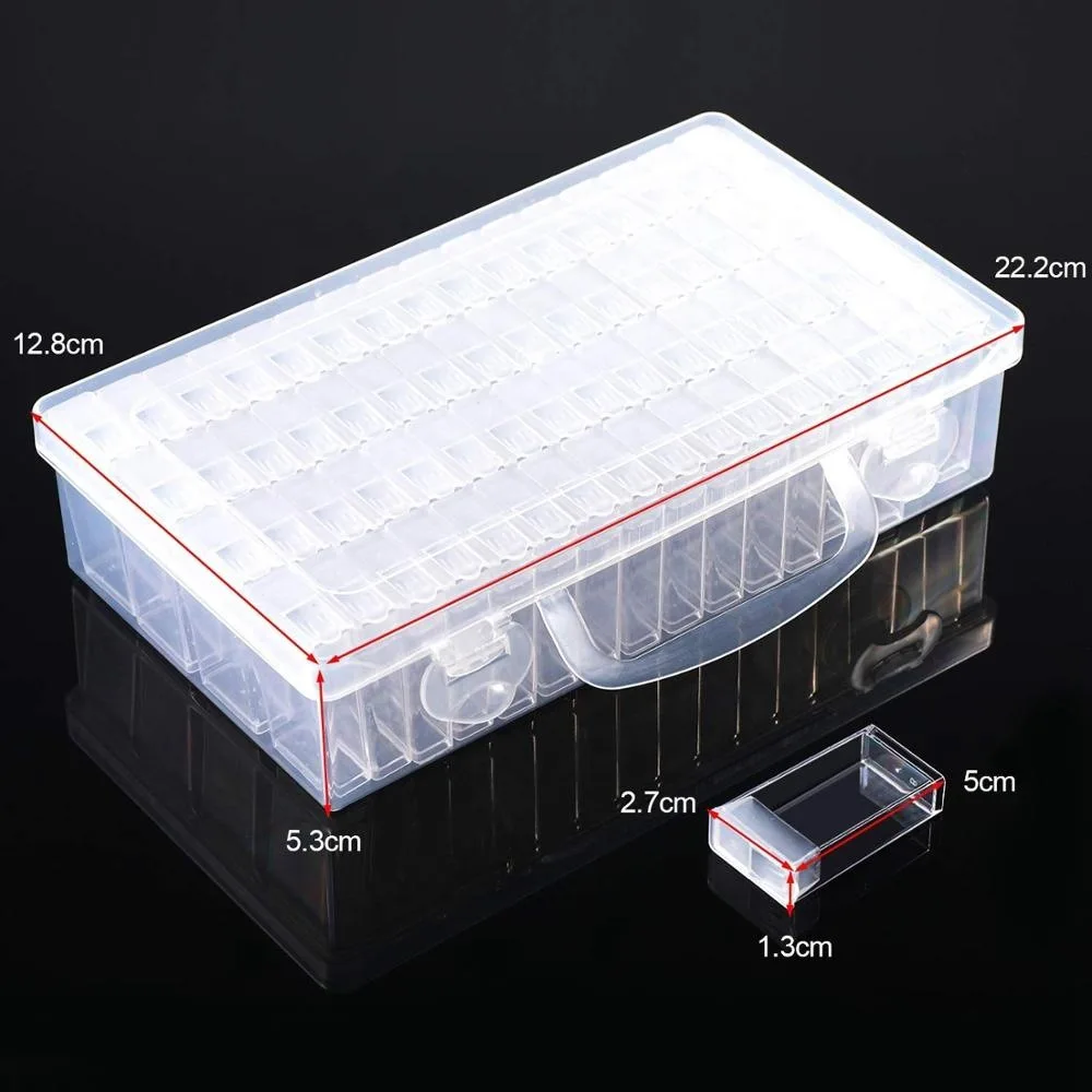 Diamond Painting Box Storage Containers with 200pcs Label Stickers 64 Grids 5D Storage Boxes & Bins Plastic White Modern 400g
