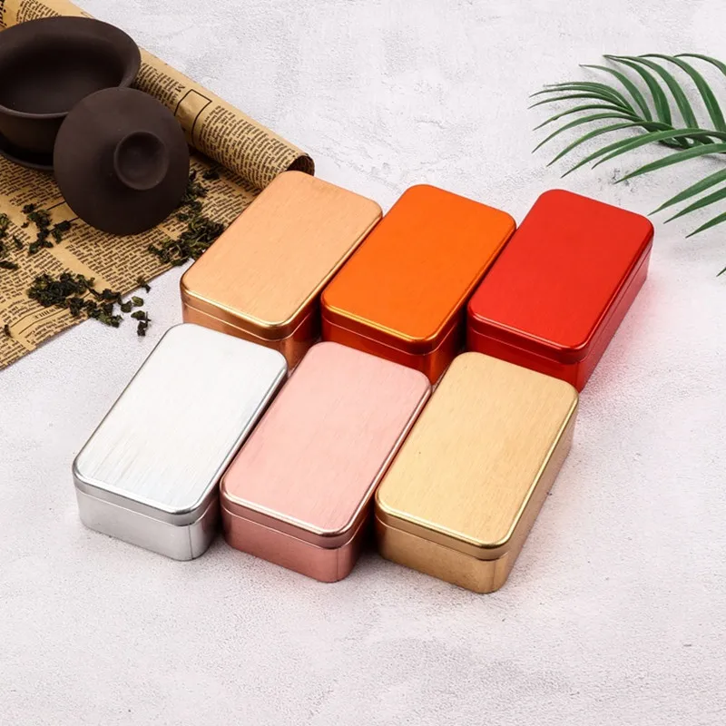 Superfine Metal Rectangular Empty Metal Tin Cans Tin Case For Candy Chocolate Tinplate Tin Gift Can Box For Tea Packaging
