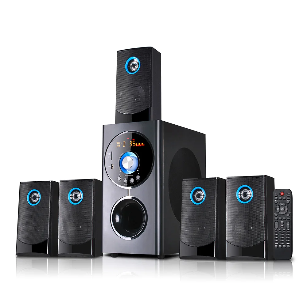 80W fm portable radio wooden Bt subwoofer PC computer multimedia for 5.1 Speaker home stereo system