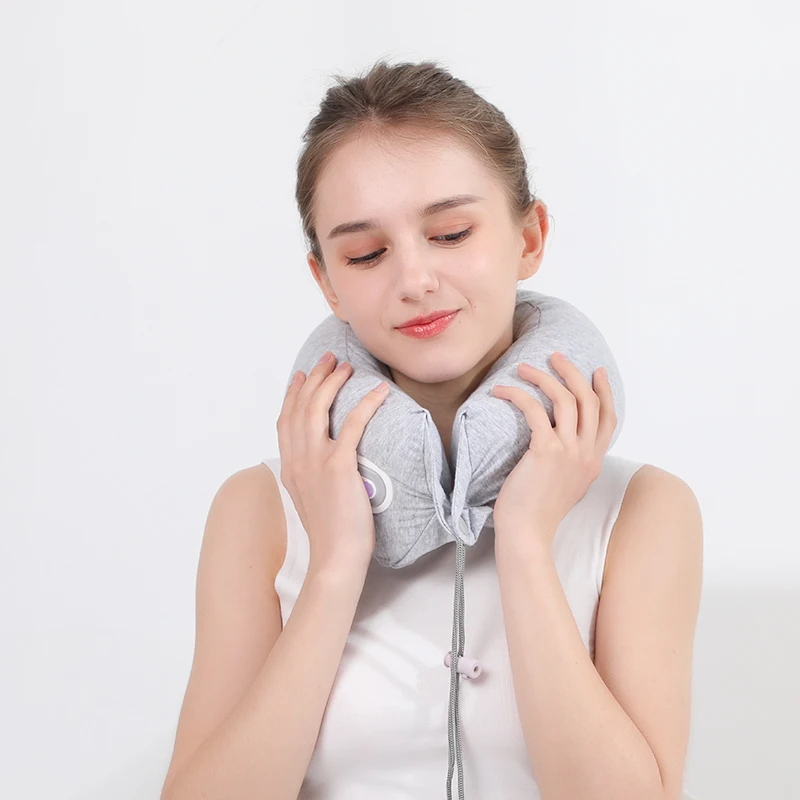 U Shape Wireless Portable Travel Relaxation Electric Neck Pillow Vibrating Massager