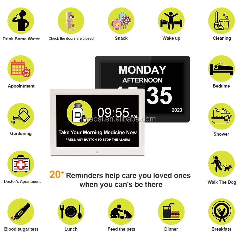 Pros New Arrival 12 Inch Reminder Memory Loss Dementia Calendar Led Desk Table Digital Calendar Day Clock