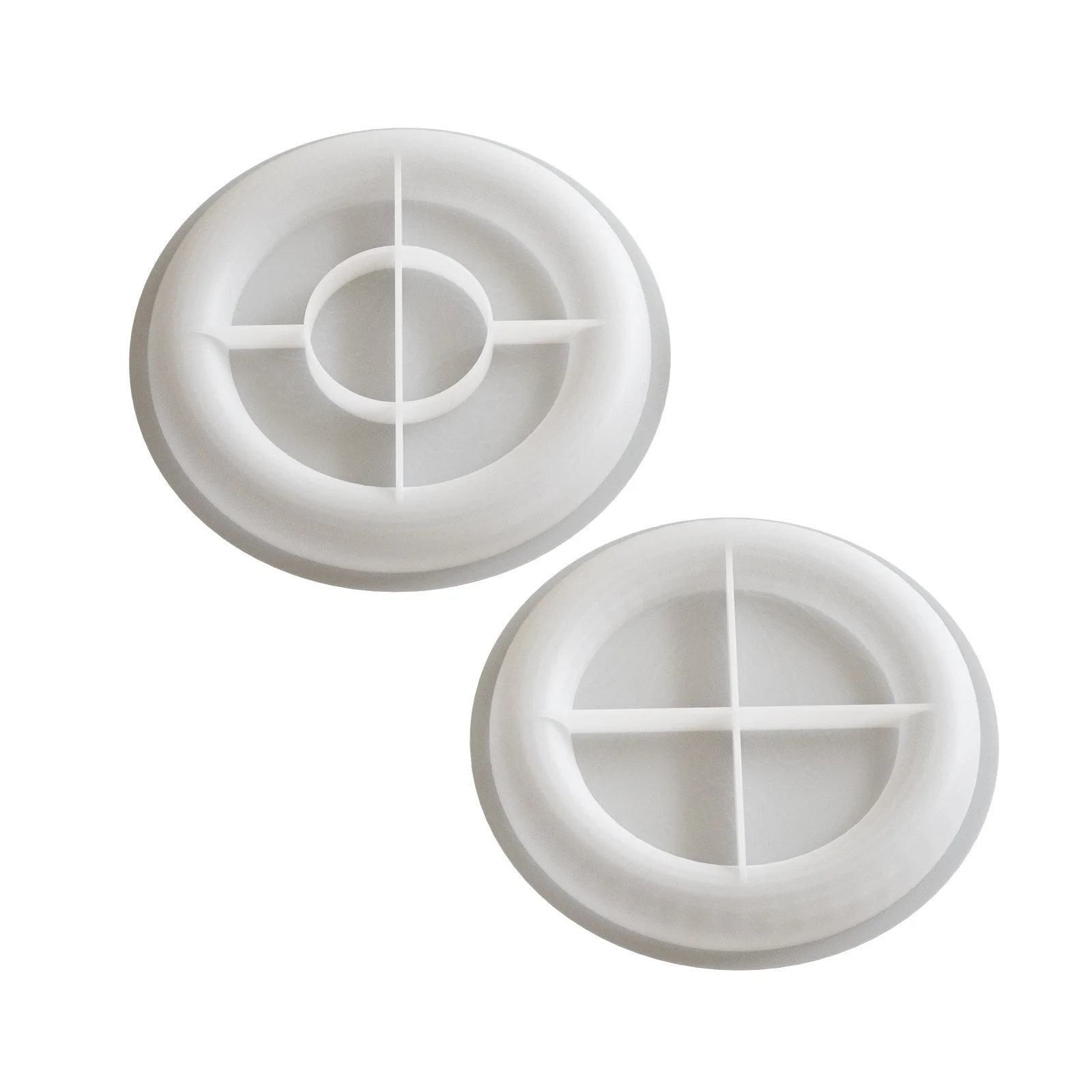 DIY epoxy resin gypsum round arc rose tulip embossed pattern tray saucer silicone mold