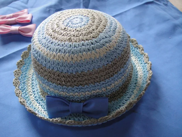 Factory Price New style Fashion Wave Brim Children Hats with Flower Trimming