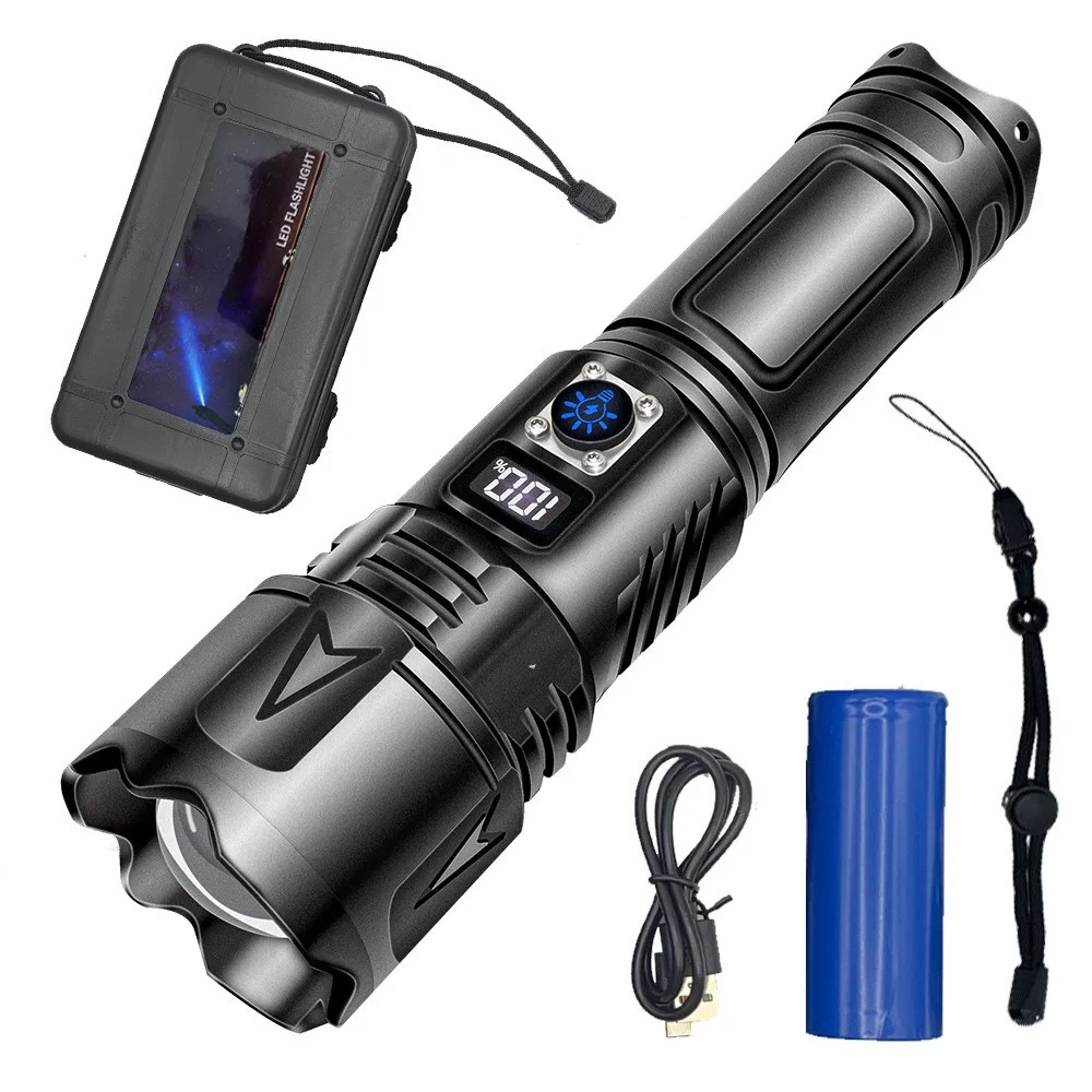 High Power Flashlight USB Charging Waterproof Flashlight 2000 Lumens Rechargeable battery Flashlights