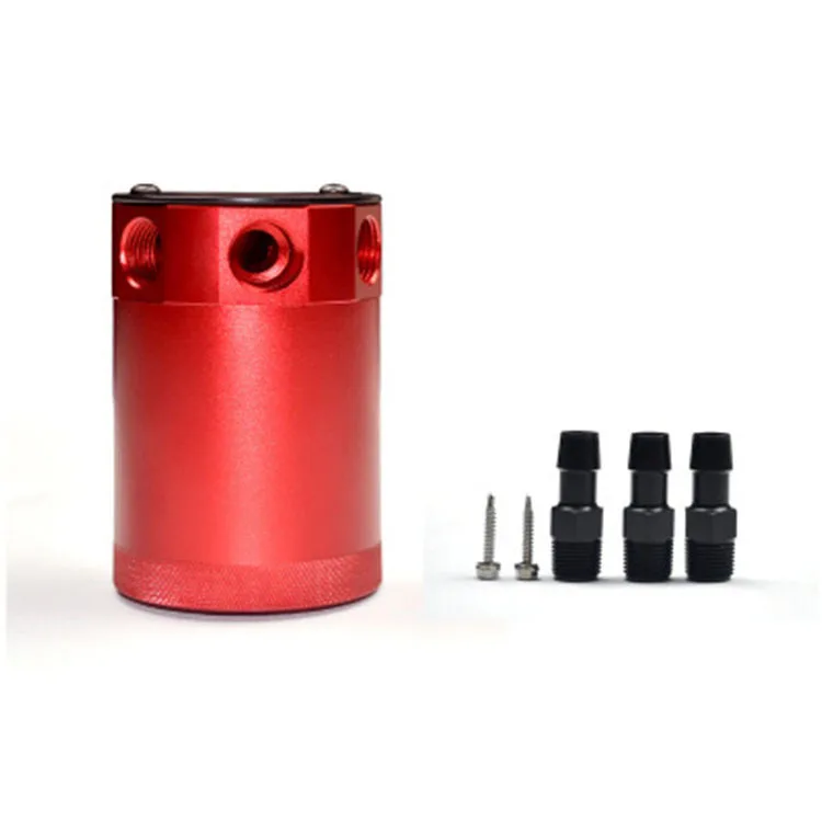 Universal  Three Holes  Black  Blue  Red Color  Baffled Oil Catch Can Oil Separator Catch Can Aluminum air oil separator