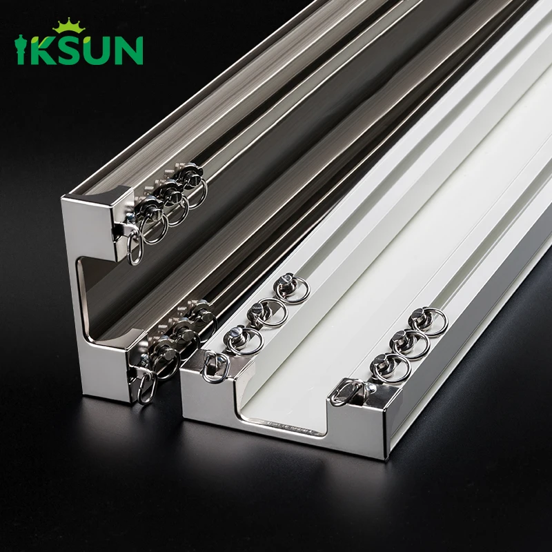 IKSUN eco-friendly sale decoration curved double aluminium alloy curtain track rail for home