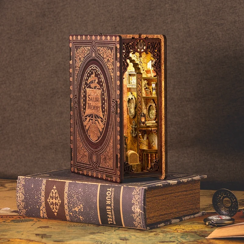 CuteBee Парусная память, сделай сам, деревянная игрушка ручной работы, подарок, миниатюрная книжная полка, книга, ВОК