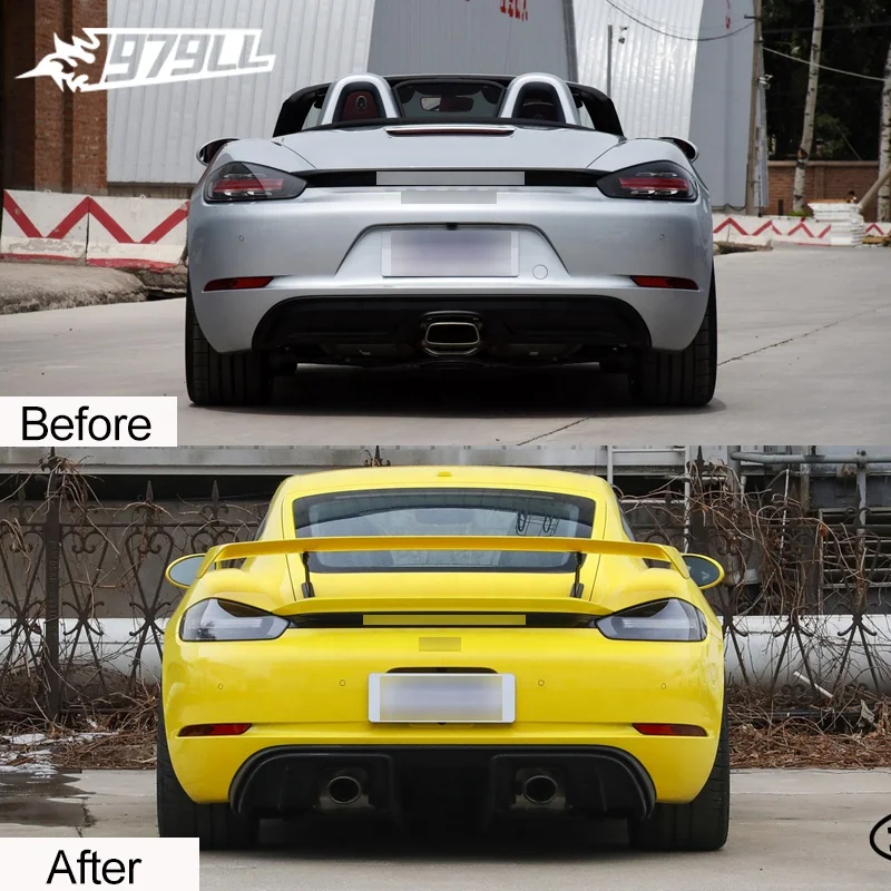 Carbon Fiber Rear Trunk Wing 2016-2023 982 Spoiler Lip Wings upgrade to GT4 body kit Tail Wing  For Porsche Cayman 718 Boxster