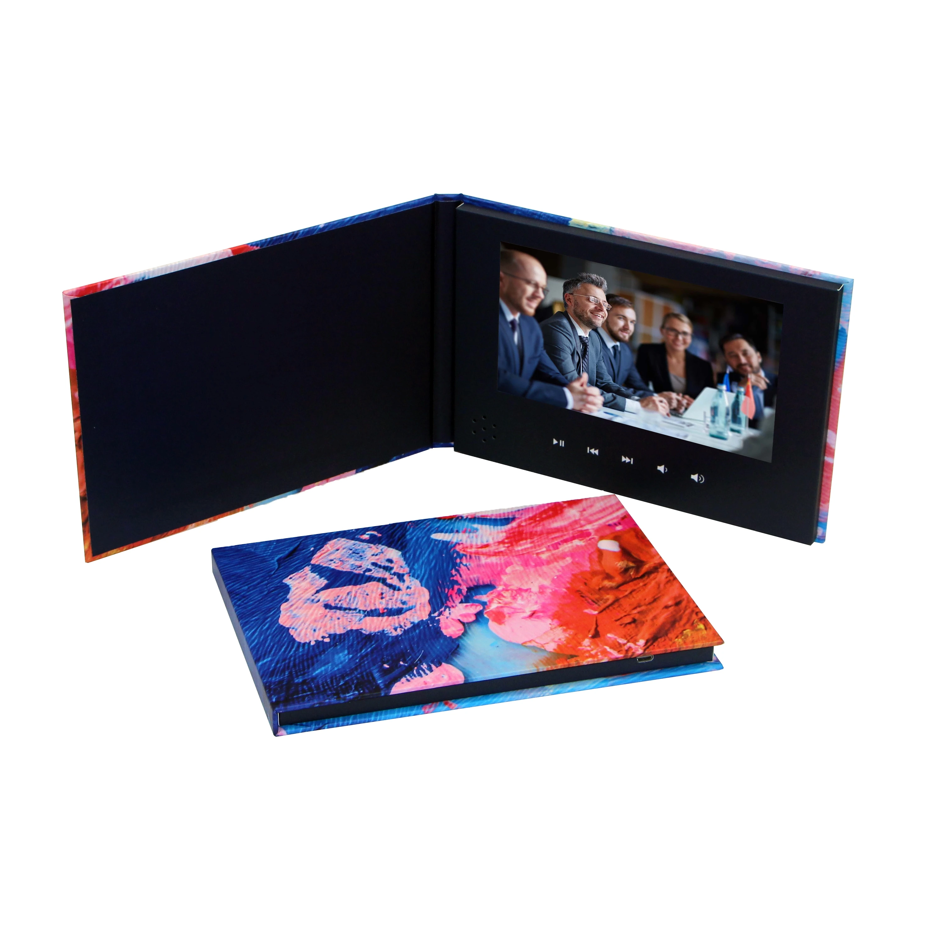 Popular custom greeting Oil painting cards printing lcd gift screen video brochure 7 inch business card music book