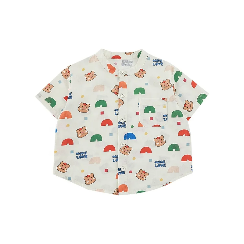 LN0051 Polo Colorful Digital Print Casual Toddler Boys Summer T-shirt High Quality Children Top Baby Boys Wholesale Cotton Shirt