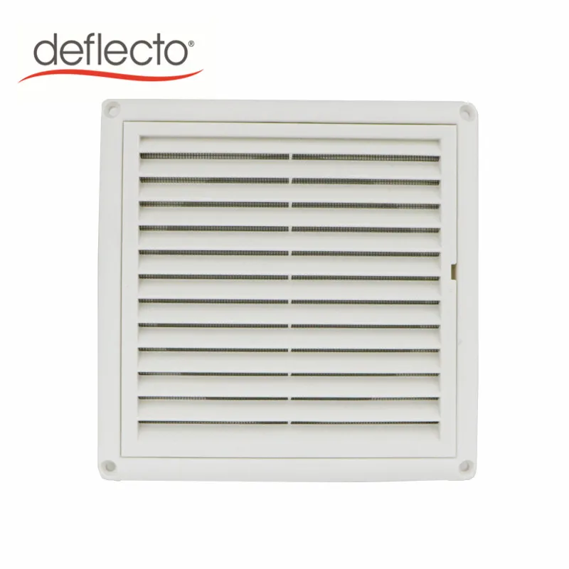 High Quality 8 Inch White Plastic Duct Shutter, Panel 250mm Louered Vent Cover Ventilation Grille Square with Flyscreen
