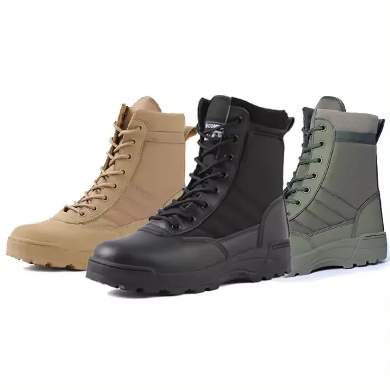 Custom Waterproof Hiking Botas Green Black Leather Combat Tactico Tactical Boots