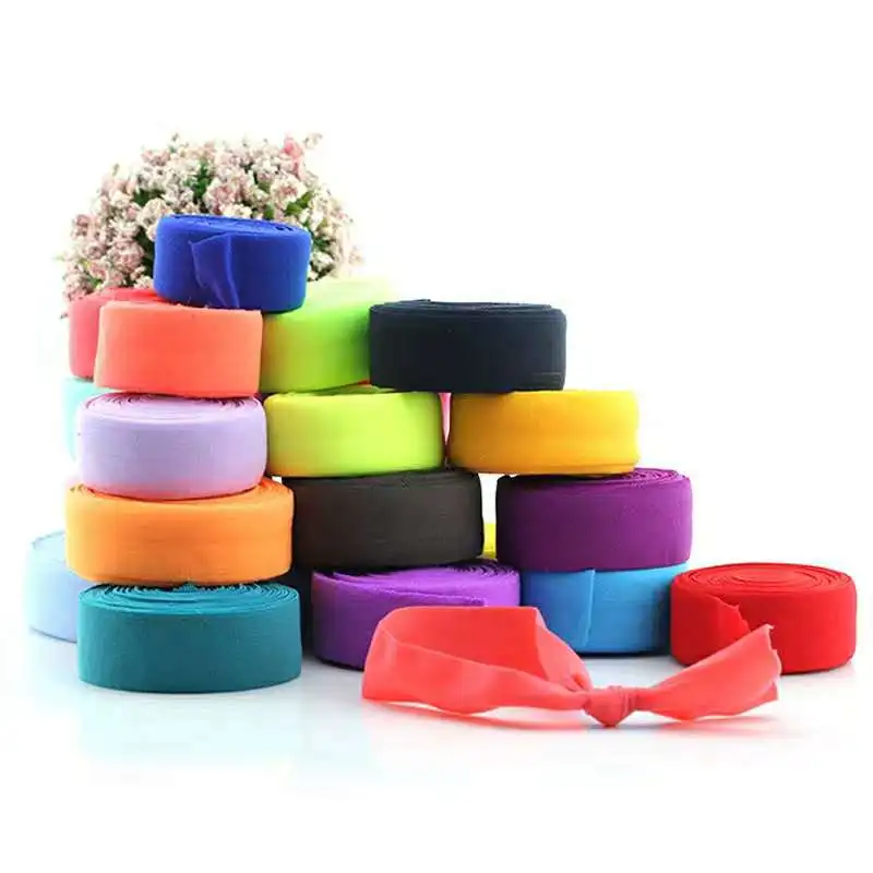 Custom Satin Crochet Clear Breathable Soft Double Bias Matte Foldover Sexy Colorful Webbing Strap Elastic For Underwear