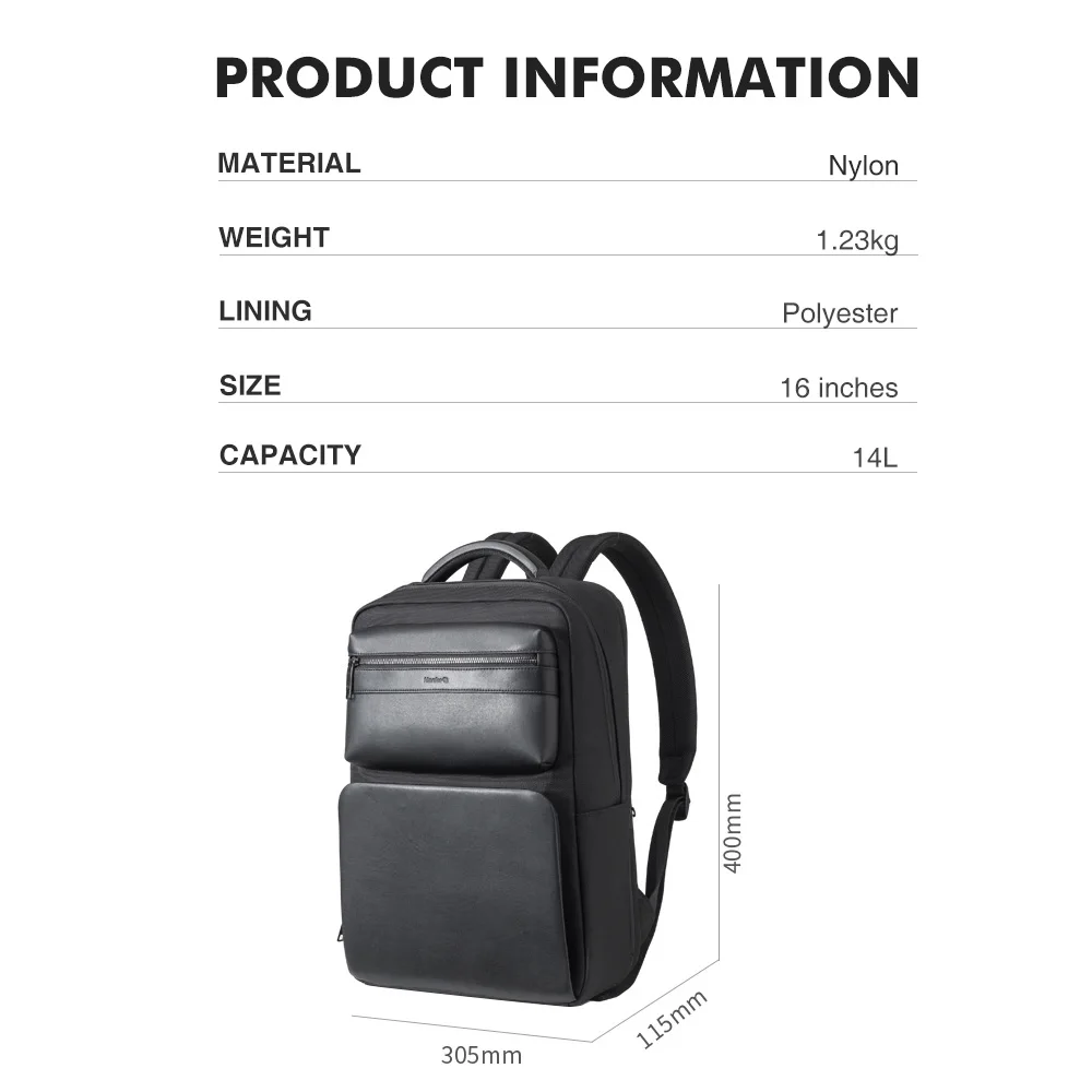 
Hanke Men Leather Backpack Bags Male Nylon Waterproof Polyester Back Pack Custom 15inch Computer Bag Leather Business Backpack 
