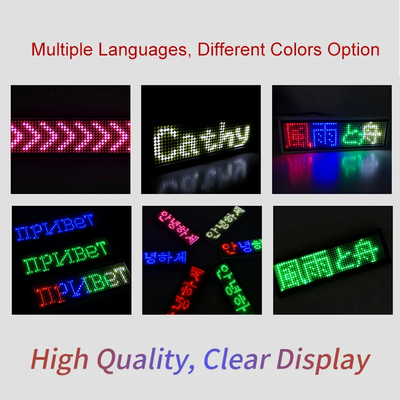Smart APP Control Lighting LED Name Badge Scrolling Message Display LED Name Plate Magnetic Pin Badge Rechargeable LED Name Tag