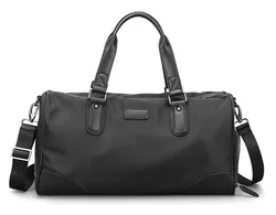 High Quality PU Leather Gym Bag Ladies Travelling Nylon Weekender Bag Large Capacity Overnight Bag