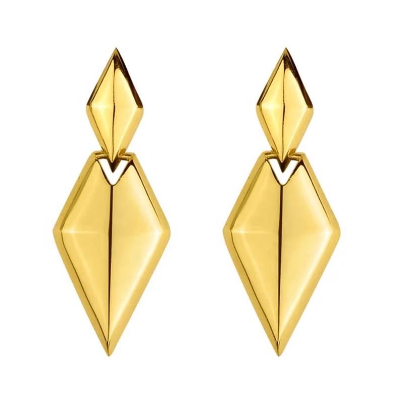 Minimalist 925 Sterling Silver Rhomboid Earrings Female Long Bright Surface Geometric Earrings For Girls