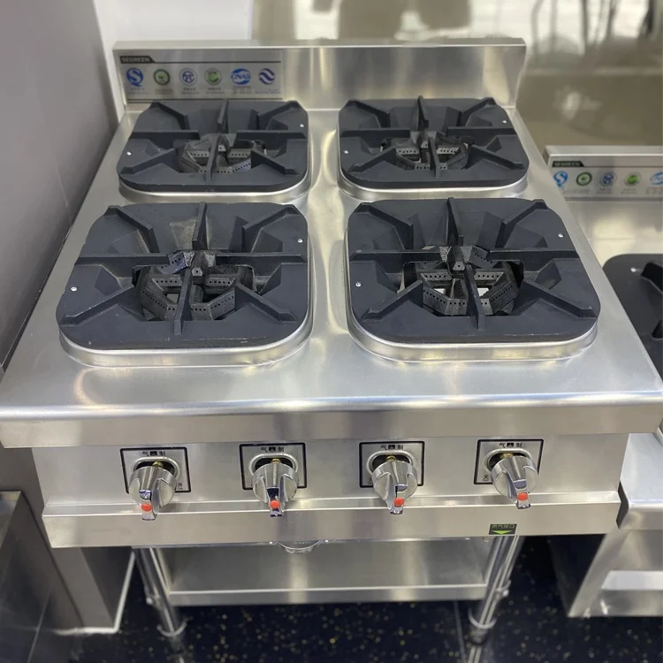 Restaurant Hotel Kitchen Cooktop 2/4/6/8 Burners Cast Iron Gas Stove With Shelf