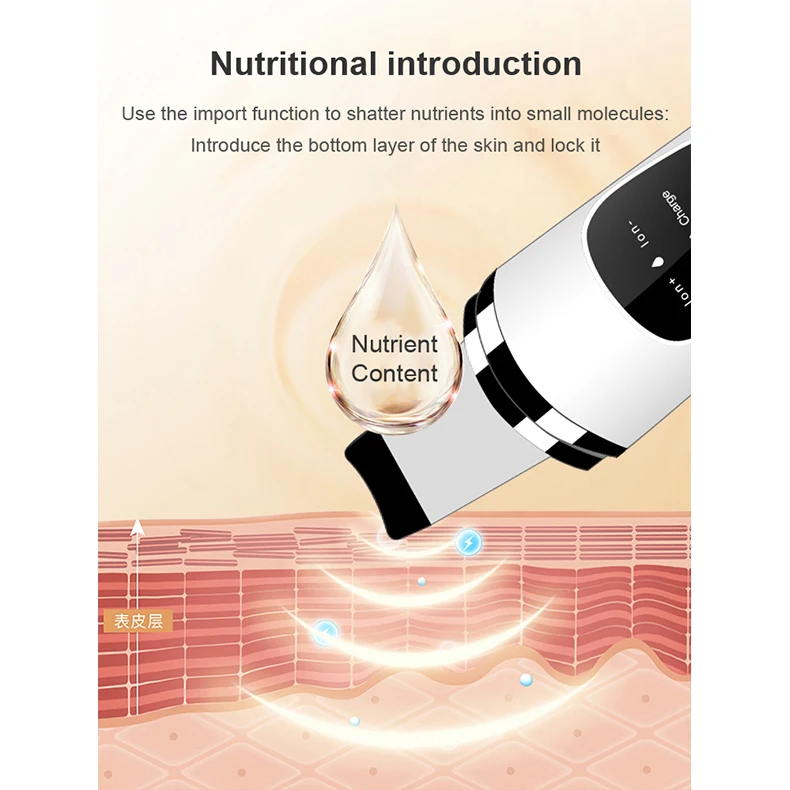  dropshipping 2021 Upgraded ultrasonic skin scrubber Facial Cleaning face Spatula Peeling Skin