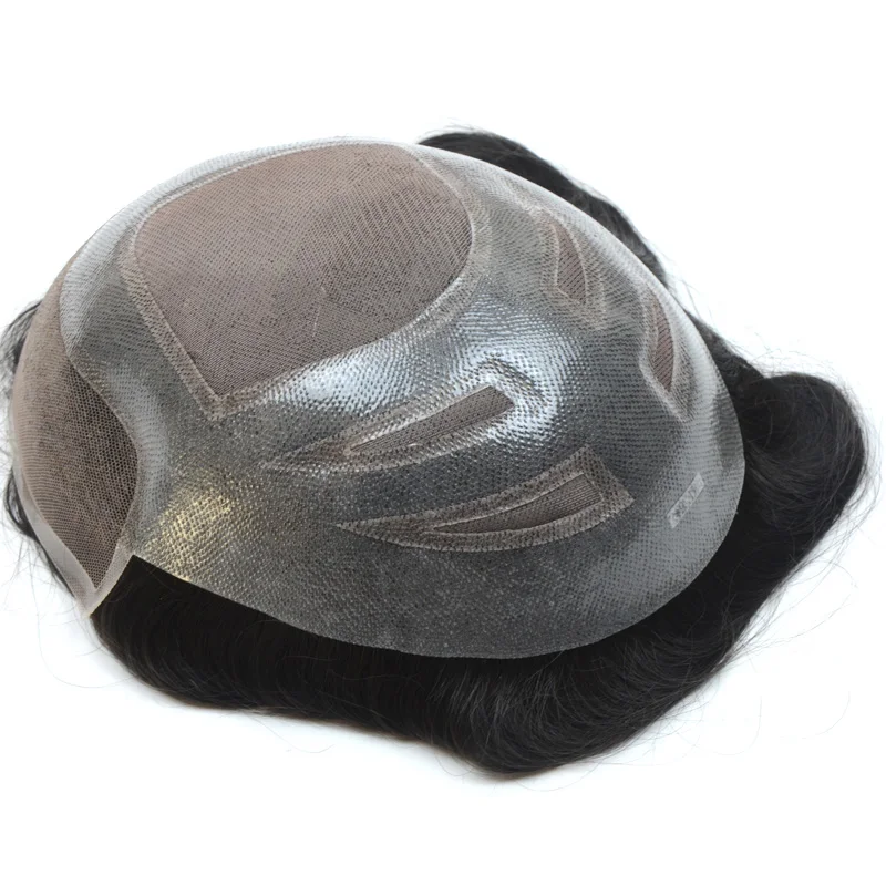 Natural Hairline Invisible human hairpieces high quality Mono top men toupee